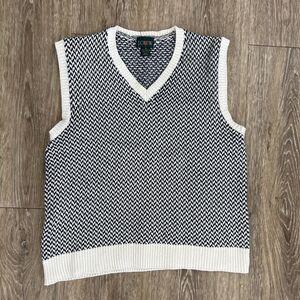 J. Crew Fair Isle Sweater Vest Men's XL Navy Oarsman Academia Preppy Houndstooth